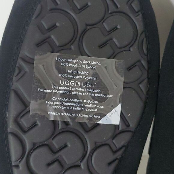 UGG Ascot Slipper Black Suede Wool Comfort Loafer Men's US 8 NIB - Picture 12 of 15